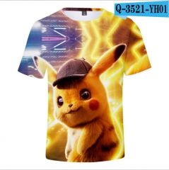 Detective Pikachu Movie 3D Print Casual Short Sleeve T Shirt