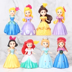 Disney Princess Can Change Clothing Cosplay Collection Model Toy Anime PVC Figure 8 piece/set