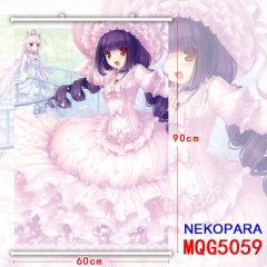 Nekopara White Plastic Rod Cloth Painting Wallscrolls 60X90CM