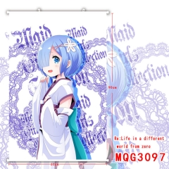 Re:Zero kara Hajimeru lsekai Seikatsu White Plastic Rod Cloth Painting Wallscrolls 60*90CM