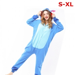Lilo & Stitch Movie Blue Color Polyester Cosplay For Winter Indoor Anime Pajamas