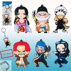 6 Style One Piece Cartoon Character Rubber Keychain