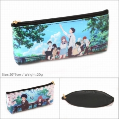 The Shape Of Voice Anime PU Leather Purse Student Anime Pencil Bag Storage Cosmetic bag