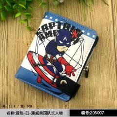Captain America Movie Cartoon Cosplay Purse PU Leather Anime Short Wallet