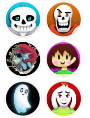 Undertale Anime Cartoon 75mm Brooches And Pins 6pcs/set