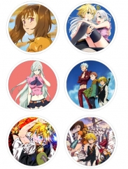 The Seven Deadly Sins Anime Cartoon 75mm Brooches And Pins 6pcs/set