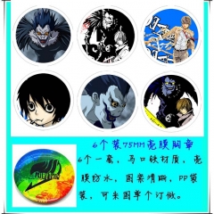 Death Note Anime Cartoon 75mm Brooches And Pins 6pcs/set