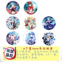 Hatsune Miku Anime Cartoon Brooches And Pins 8pcs/set