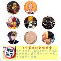 One Punch Man Anime Cartoon Brooches And Pins 8pcs/set