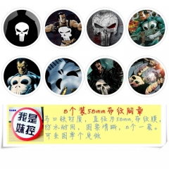 The Punisher Anime Cartoon Brooches And Pins 8pcs/set