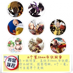One Punch Man Anime Cartoon Brooches And Pins 8pcs/set