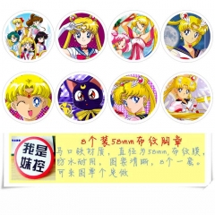 Pretty Soldier Sailor Moon Anime Cartoon Brooches And Pins 8pcs/set