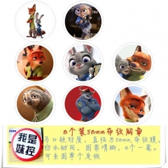 Zootopia Anime Character Cartoon Brooches And Pins 8pcs/set