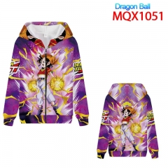 Dragon Ball Z Pattern Full Color Casual Zipper Hooded Patch Pocket Coat Hoodie