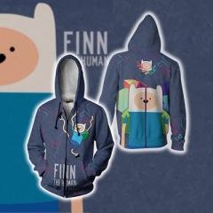 Adventure Time Cosplay For Adult 3D Printing Anime Hooded Zipper Hoodie