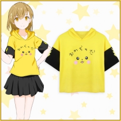 Pokemon Pikachu Cartoon Anime Cosplay Unisex Fashion Short Sleeve Hooded Hoodie