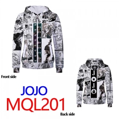 JoJo's Bizarre Adventure Cartoon Color Printing Zipper Patch Pocket Hooded Anime Hoodie Plus Velvet Coat