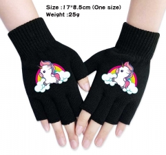 Unicorn Anime Half Finger Gloves Winter Gloves