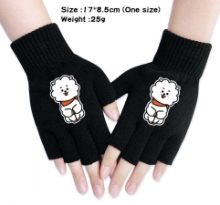 K-POP BTS Bulletproof Boy Scouts Anime Half Finger Gloves Winter Gloves