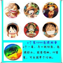 One Piece Cartoon Anime Brooches Decorative Pins (6pcs/set)