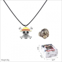One Piece Cosplay Collection Alloy Anime Ring And Necklace Set