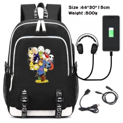 Undertale Anime Cosplay Cartoon Colorful USB Charging Backpack Bag