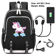 Unicorn Anime Cosplay Cartoon Colorful USB Charging Backpack Bag