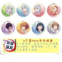 Eromanga Sensei/Izumi Sagiri Cartoon Anime Brooches Decorative Pins (8pcs/set) 58MM