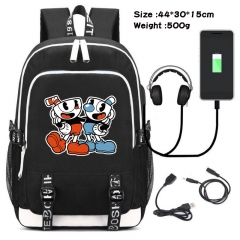 Cuphead Anime Cosplay Cartoon Colorful USB Charging Backpack Bag
