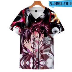 Demon Slayer: Kimetsu no Yaiba Anime 3D Print Casual Baseball Short Sleeve T Shirt
