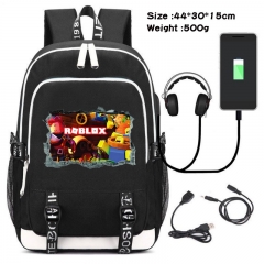 Roblox  Anime Cosplay Cartoon Colorful USB Charging Backpack Bag