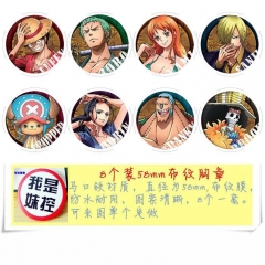 One Piece Cartoon Anime Brooches Decorative Pins 58MM (8pcs/set)