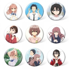 The Shape Of Voice/A Silent Voice Cosplay Round Shape Cartoon Brooches And Pins Decorative Pins 58MM (8pcs/set)