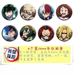 Boku no Hero Academia/My Hero Academia Cartoon Anime Brooches Decorative Pins 58MM (8pcs/set)
