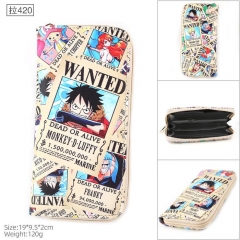 One Piece Cartoon Cosplay PU Purse Zipper Anime Long Wallet