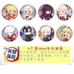 Fate/Stay Night Cartoon Brooches And Pins Decorative Pins 58MM (8pcs/set)