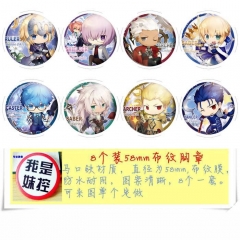 Fate/Stay Night Cartoon Brooches And Pins Decorative Pins 58MM (8pcs/set)
