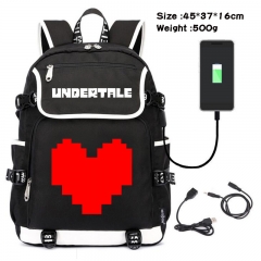 Undertale Anime Cosplay Cartoon Waterproof Canvas Colorful USB Charging Backpack Bag