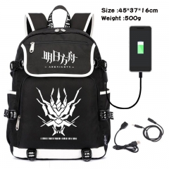 Arknights Anime Cosplay Cartoon Waterproof Canvas Colorful USB Charging Backpack Bag