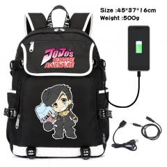 JoJo's Bizarre Adventure Anime Cosplay Cartoon Waterproof Canvas Colorful USB Charging Backpack Bag