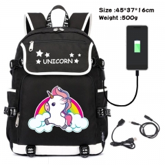 Unicorn Anime Cosplay Cartoon Waterproof Canvas Colorful USB Charging Backpack Bag