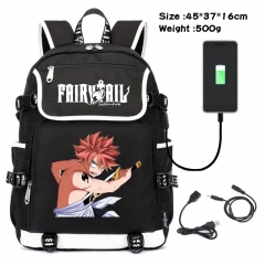 Fairy Tail  Anime Cosplay Cartoon Waterproof Canvas Colorful USB Charging Backpack Bag