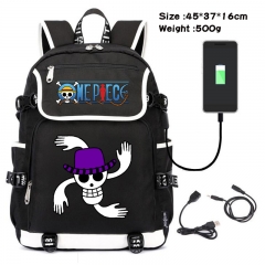 One Piece Anime Cosplay Cartoon Waterproof Canvas Colorful USB Charging Backpack Bag