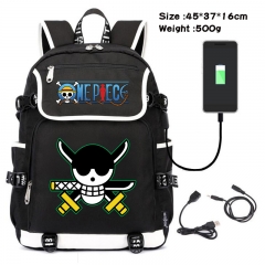 One Piece Anime Cosplay Cartoon Waterproof Canvas Colorful USB Charging Backpack Bag