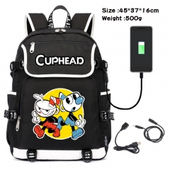 Cuphead Anime Cosplay Cartoon Waterproof Canvas Colorful USB Charging Backpack Bag