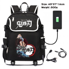 Demon Slayer: Kimetsu no Yaiba Anime Cosplay Cartoon Waterproof Canvas Colorful USB Charging Backpack Bag