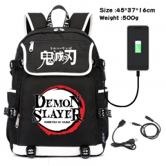 Demon Slayer: Kimetsu no Yaiba Anime Cosplay Cartoon Waterproof Canvas Colorful USB Charging Backpack Bag