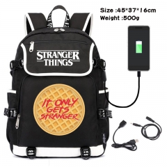 Stranger Things Anime Cosplay Cartoon Waterproof Canvas Colorful USB Charging Backpack Bag