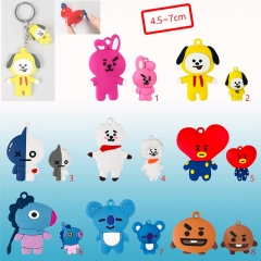 8 Style BT21 K-POP BTS Bulletproof Boy Scouts Character Cosplay Pendant Soft Plastic Anime Keychains