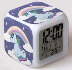 Unicorn Cartoon Colorful Change Anime Clock